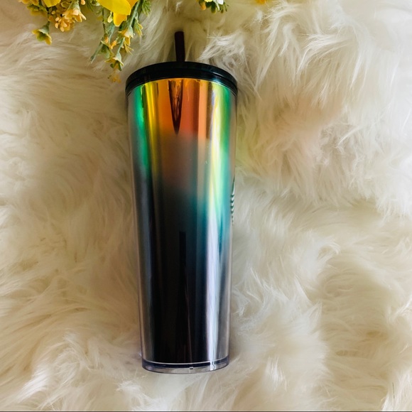 Starbucks Oil Slick Rainbow Cup Iridescent Tumbler Cold Cup Venti 24oz New 2021 - Picture 10 of 16